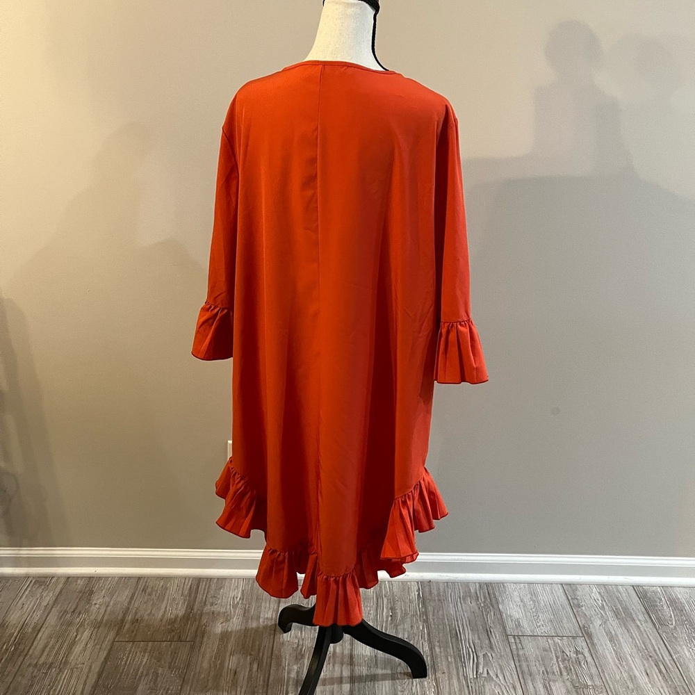 Orange Ruffle Hem Dress - Picture 2 of 4